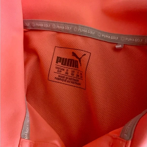 Puma Golf Fitted Athletic Polo Bright Orange Color Size S - Picture 4 of 4